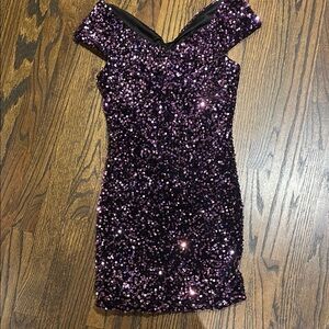Astr Black and Purple Sequin Dress